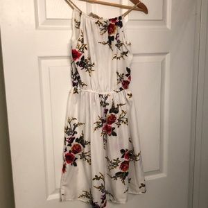White and red flowered dress
